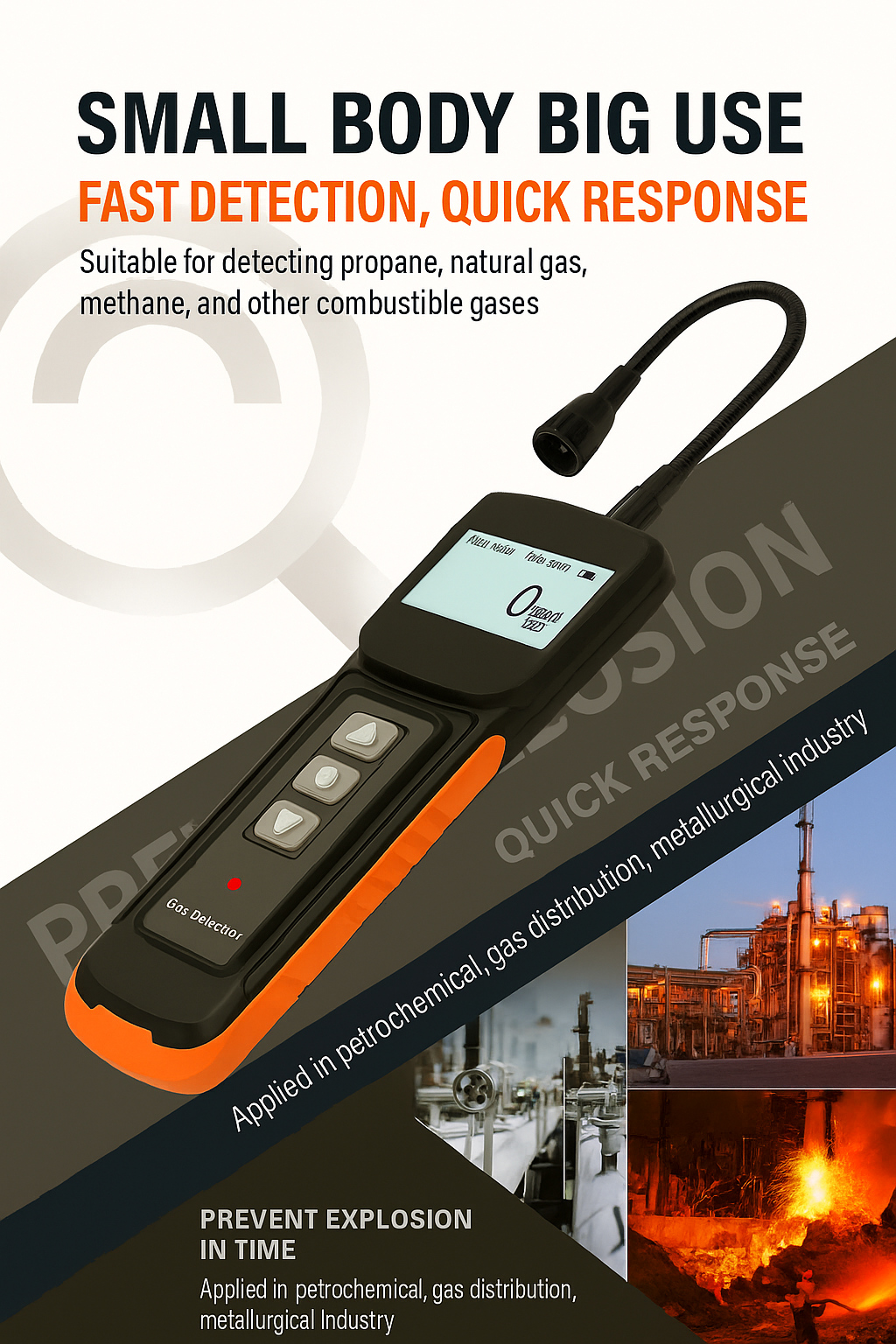 NM393 Portable Combustible Gas Leak Detector – Fast Response | 3-in-1 Alarm | Industrial Precision in Your Pocket