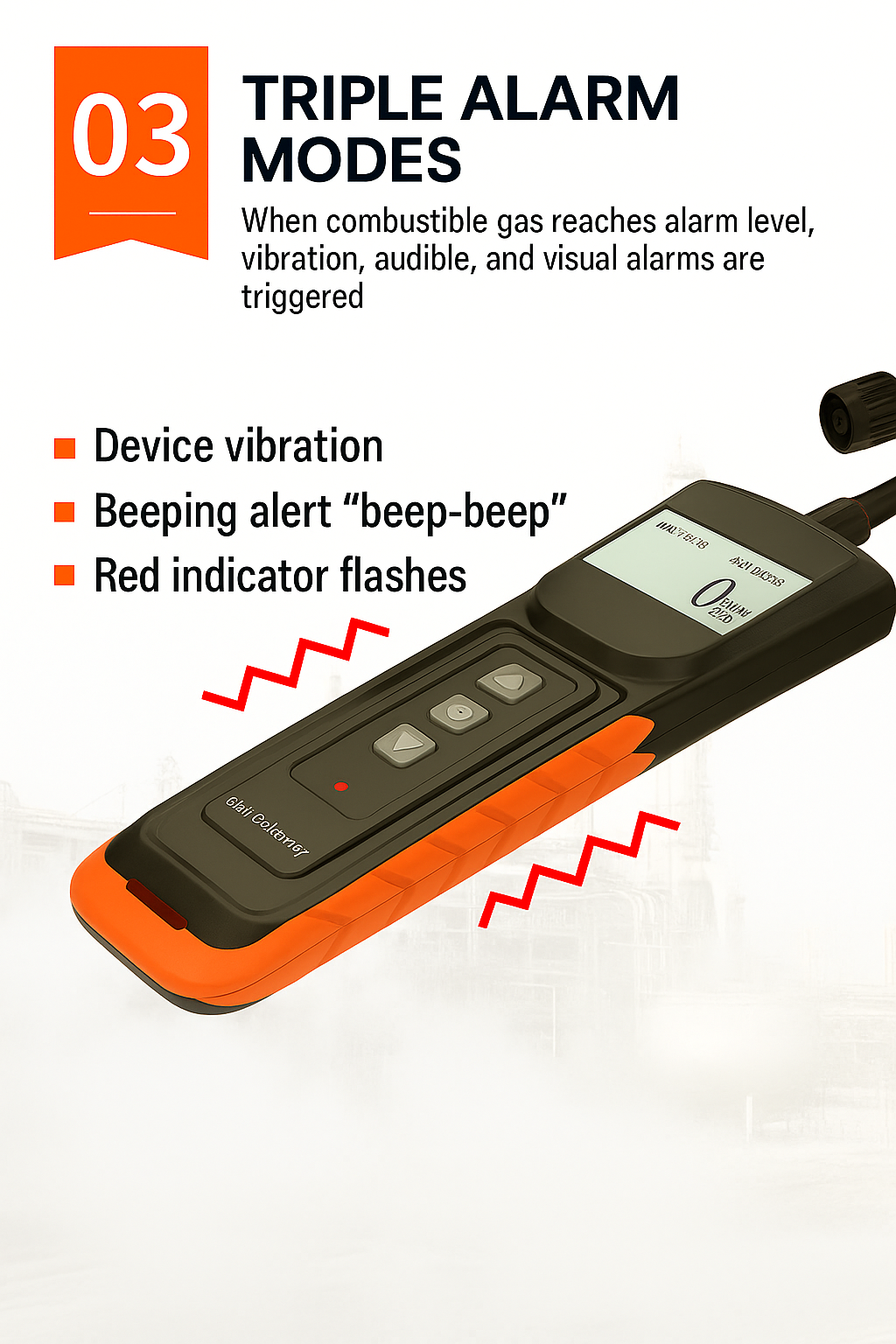 NM393 Portable Combustible Gas Leak Detector – Fast Response | 3-in-1 Alarm | Industrial Precision in Your Pocket