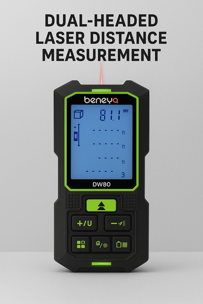 Beneya 262ft/80m Dual-Head Red Beam Laser Distance Meter