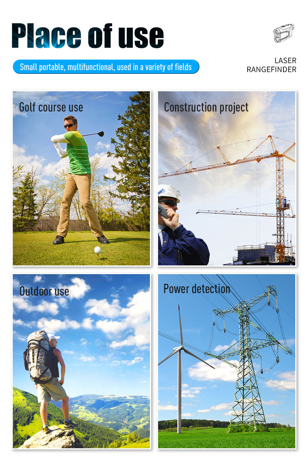 Laser Rangefinder, Beneya Golf/Hunting Rangefinder Rechargeable with 6X Magnification, LCD Display,Angle/Slope Compensation/Unit Switch/Speed/Scan/Functional Range Finder