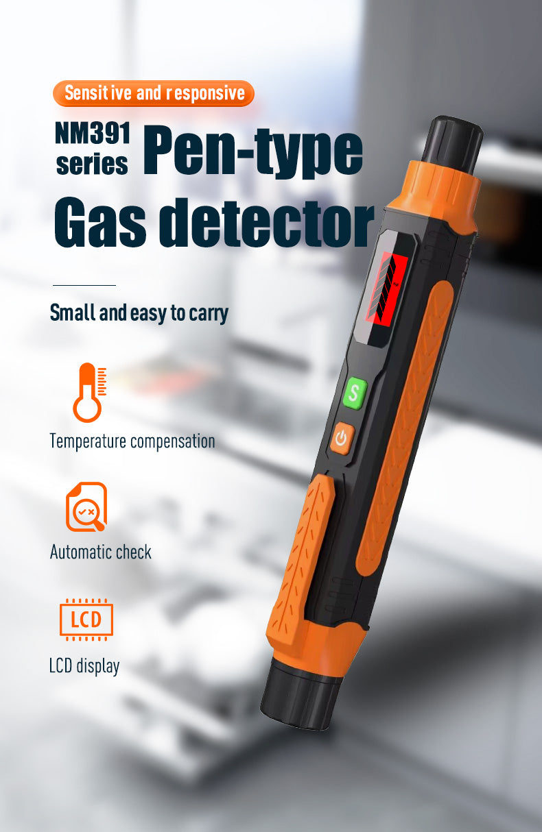 NM391 Pen-Type Gas Detector | Portable & Sensitive Gas Leak Tester with LCD Display. One tool, total safety.