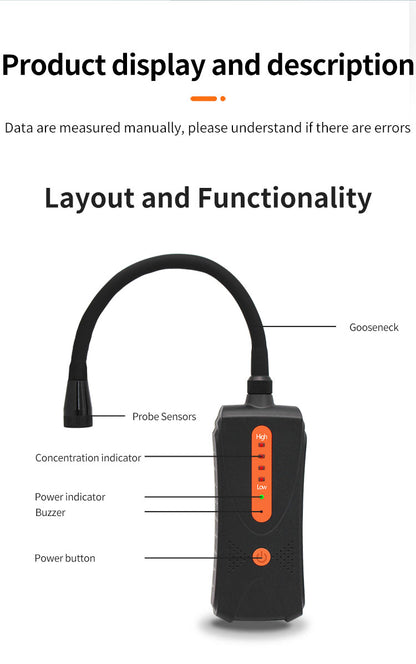 Détecteur portable de fuites de gaz combustibles Beneya NM392 avec alarme sonore et lumineuse