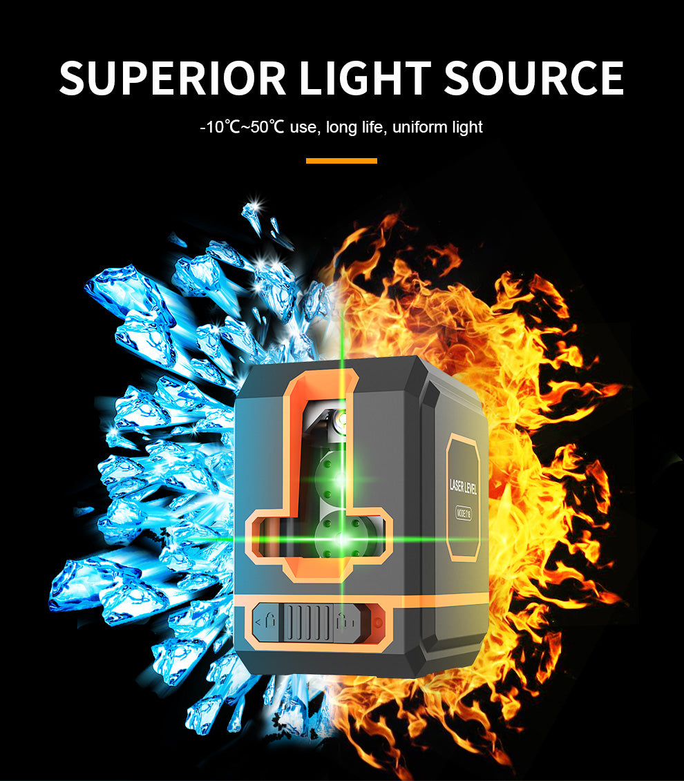 Beneya 2-Line Green Beam Laser Level with Light Intensity Adjustment, Rechargeable Lithium Battery (Type-C Port), Horizontal &amp; Vertical Self-Leveling Tool