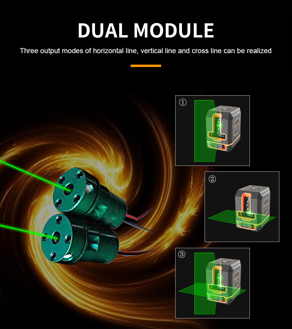 Beneya 2-Line Green Beam Laser Level with Light Intensity Adjustment, Rechargeable Lithium Battery (Type-C Port), Horizontal &amp; Vertical Self-Leveling Tool