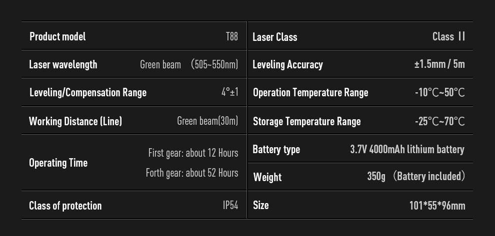 Beneya 8-Line 2×360° Green Beam Laser Level with Light Intensity Adjustment, Rechargeable Lithium Battery (Type-C Port), Horizontal &amp; Vertical Self-Leveling Tool