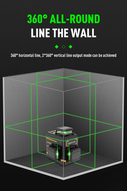 Beneya 12-Line 3x360 Green Beam Laser Level with Type-C Battery